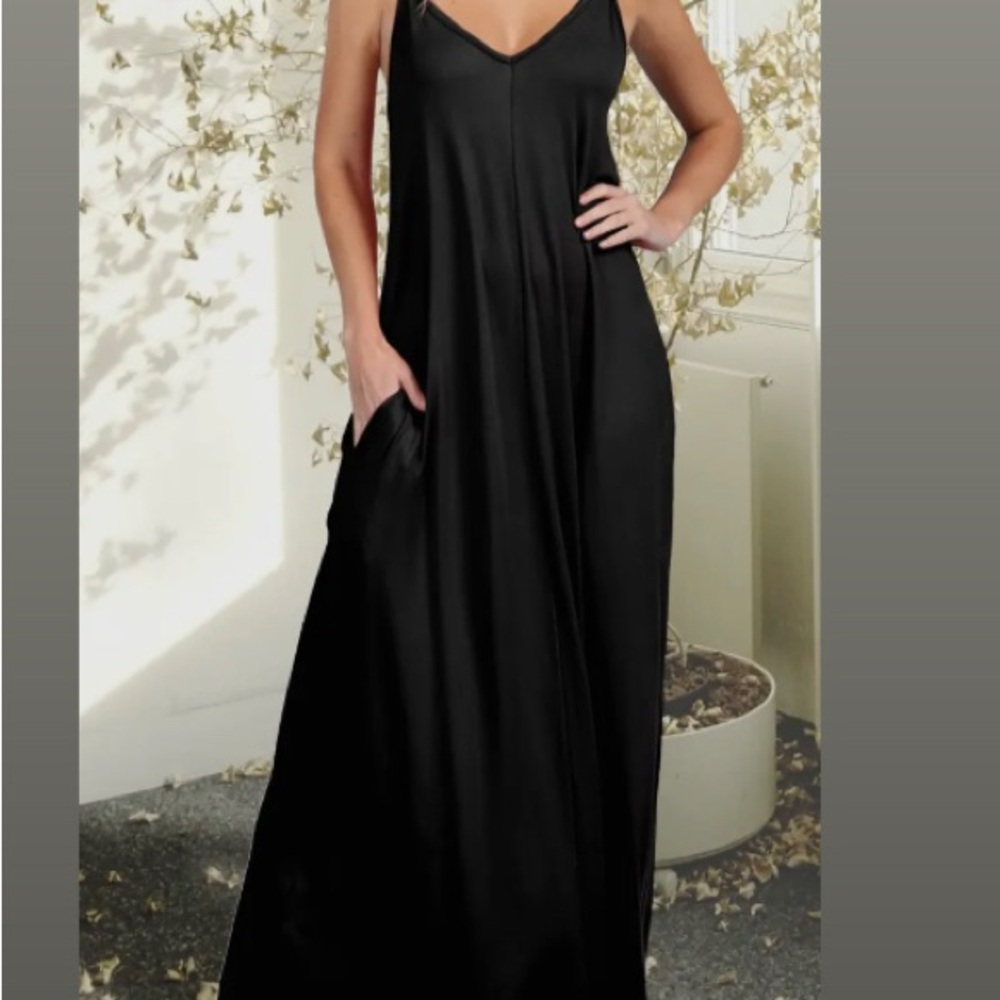 Doublju Black Sleeveless Maxi Dress Spaghetti Strap